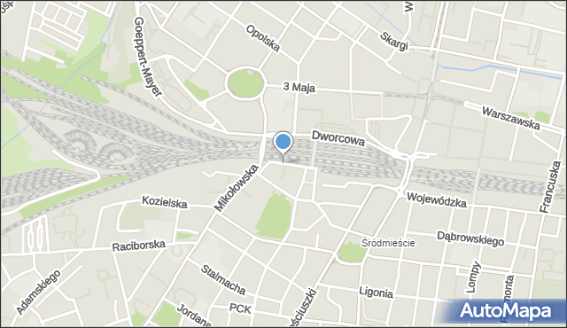 Katowice, Kordeckiego Augustyna, ks., mapa Katowic