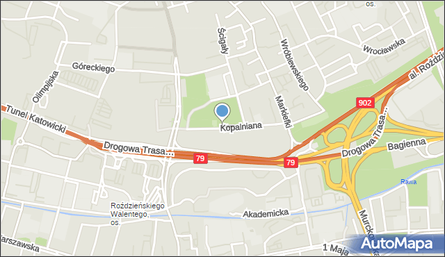 Katowice, Kopalniana, mapa Katowic