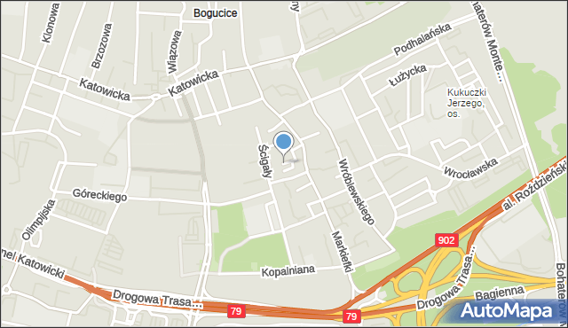 Katowice, Kowalska, mapa Katowic