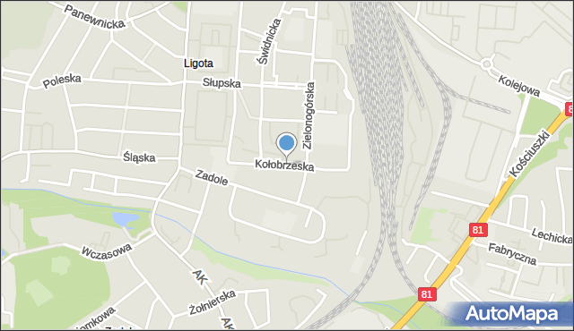 Katowice, Kołobrzeska, mapa Katowic