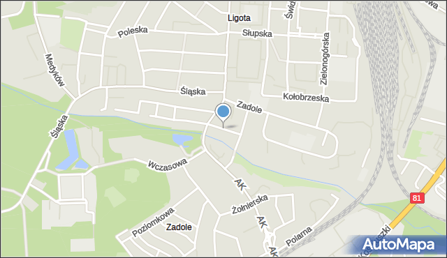 Katowice, Komandorska, mapa Katowic