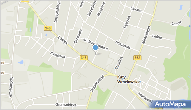 Kąty Wrocławskie, Kołłątaja Hugo, mapa Kąty Wrocławskie