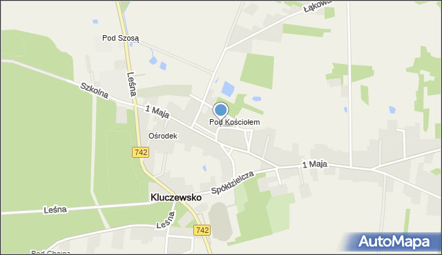 Kluczewsko, Kościelna, mapa Kluczewsko
