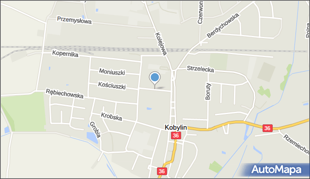 Kobylin powiat krotoszyński, Konarskiego Adama, bp., mapa Kobylin powiat krotoszyński