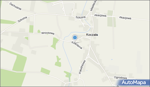 Koczała, Kościelna, mapa Koczała