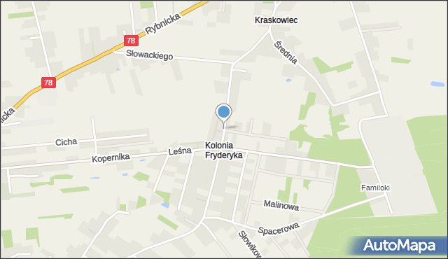 Kolonia Fryderyka, Kopalniana, mapa Kolonia Fryderyka