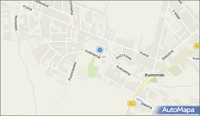Komorniki powiat poznański, Kościelna, mapa Komorniki powiat poznański