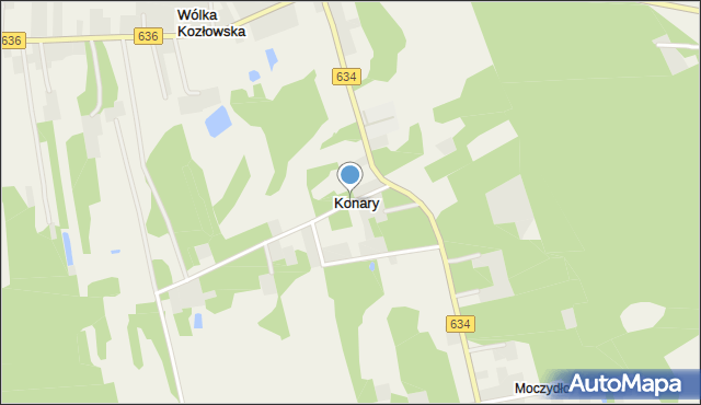 Konary gmina Tłuszcz, Konary, mapa Konary gmina Tłuszcz