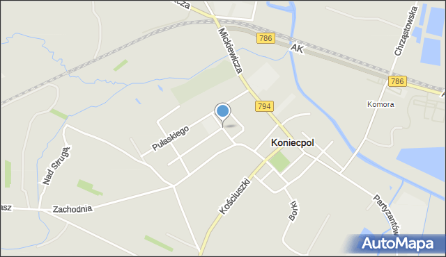 Koniecpol, Kochanowskiego Jana, mapa Koniecpol