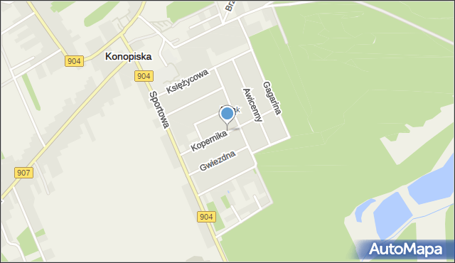 Konopiska powiat częstochowski, Kopernika Mikołaja, mapa Konopiska powiat częstochowski