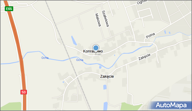 Konradowo gmina Otyń, Konradowo, mapa Konradowo gmina Otyń