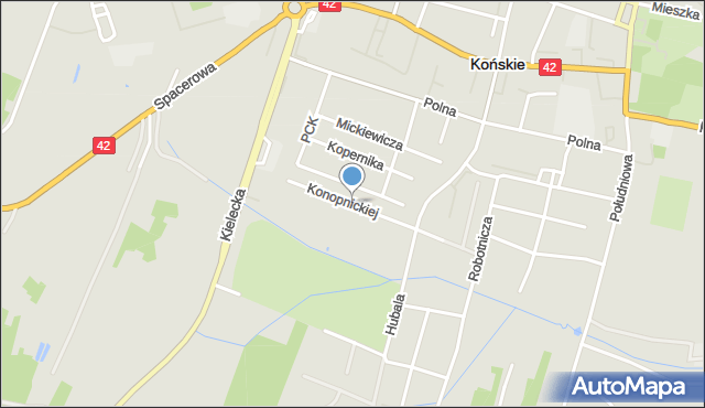 Końskie, Konopnickiej Marii, mapa Końskie