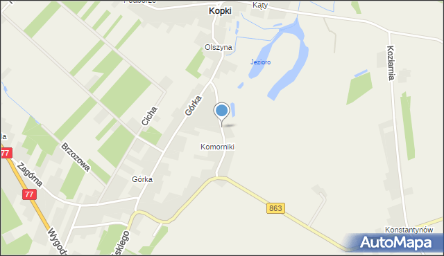 Kopki gmina Rudnik nad Sanem, Komorniki, mapa Kopki gmina Rudnik nad Sanem