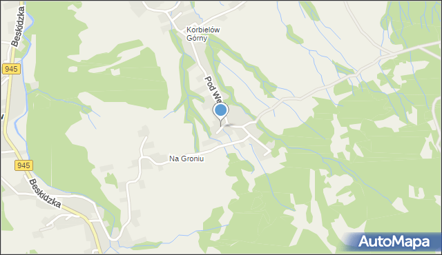 Korbielów, Kolancorzowa, mapa Korbielów