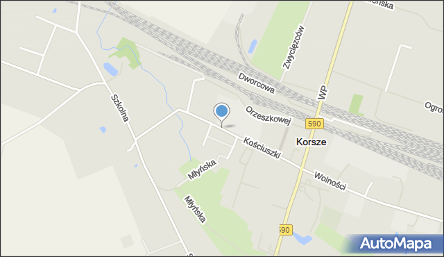 Korsze, Kościuszki Tadeusza, gen., mapa Korsze