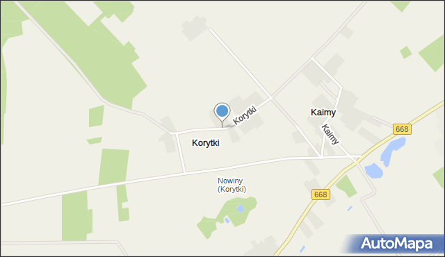 Korytki gmina Jedwabne, Korytki, mapa Korytki gmina Jedwabne