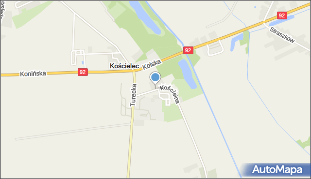 Kościelec powiat kolski, Kościelna, mapa Kościelec powiat kolski