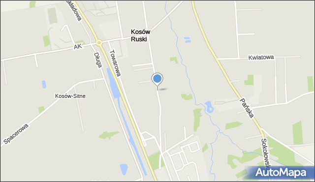 Kosów Lacki, Kolejowa, mapa Kosów Lacki