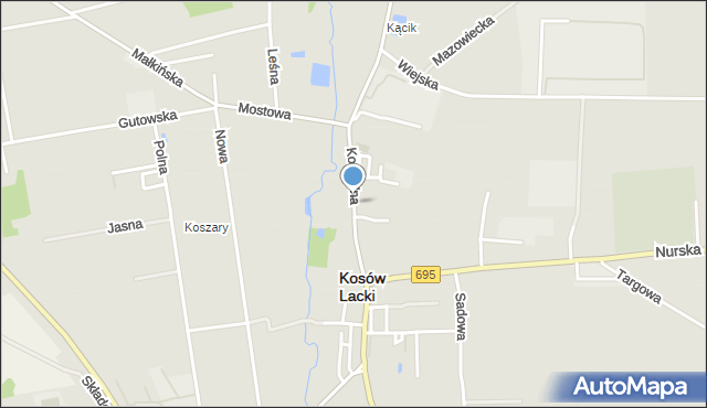 Kosów Lacki, Kościelna, mapa Kosów Lacki