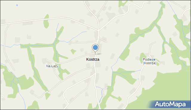 Kostrza gmina Jodłownik, Kostrza, mapa Kostrza gmina Jodłownik