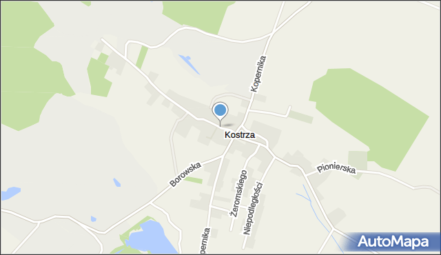 Kostrza gmina Strzegom, Kościuszki Tadeusza, gen., mapa Kostrza gmina Strzegom