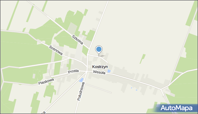 Kostrzyn gmina Wyśmierzyce, Kostrzyn, mapa Kostrzyn gmina Wyśmierzyce