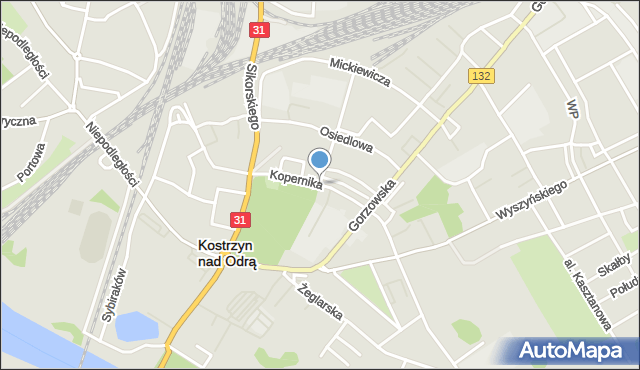 Kostrzyn nad Odrą, Kopernika Mikołaja, mapa Kostrzyn nad Odrą