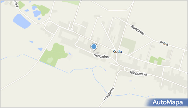 Kotla, Kościelna, mapa Kotla