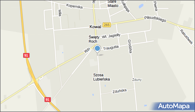 Kowal, Kościuszki Tadeusza, gen., mapa Kowal
