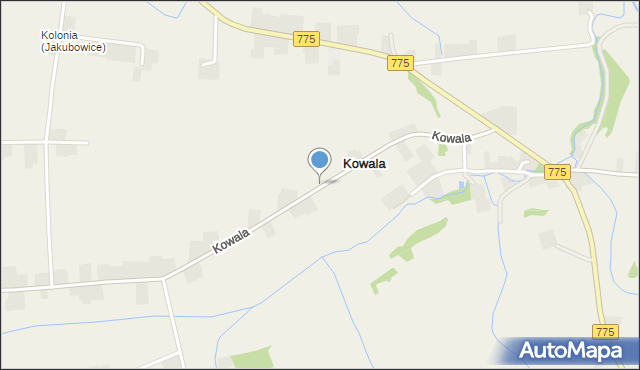 Kowala gmina Proszowice, Kowala, mapa Kowala gmina Proszowice