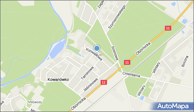 Kowanówko, Konwaliowa, mapa Kowanówko