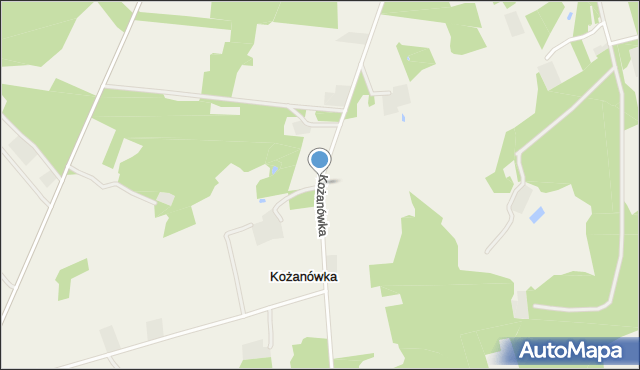 Kożanówka gmina Rossosz, Kożanówka, mapa Kożanówka gmina Rossosz