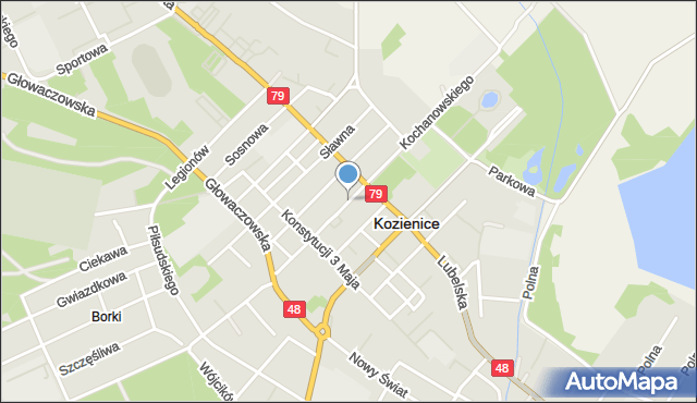 Kozienice, Kochanowskiego Jana, mapa Kozienice