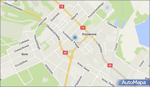 Kozienice, Konstytucji 3 Maja, mapa Kozienice