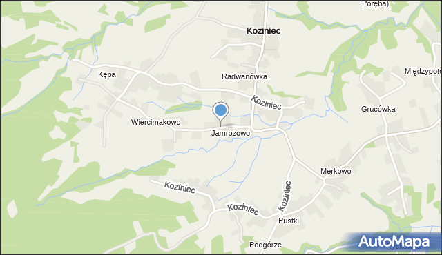 Koziniec gmina Mucharz, Koziniec, mapa Koziniec gmina Mucharz