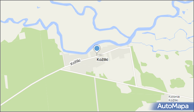 Koźliki gmina Narew, Koźliki, mapa Koźliki gmina Narew