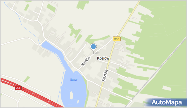 Kozłów gmina Dębica, Kozłów, mapa Kozłów gmina Dębica