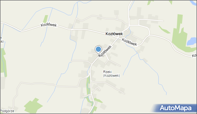Kozłówek gmina Wiśniowa, Kozłówek, mapa Kozłówek gmina Wiśniowa