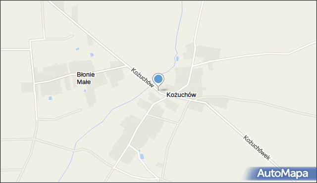 Kożuchów gmina Bielany, Kożuchów, mapa Kożuchów gmina Bielany