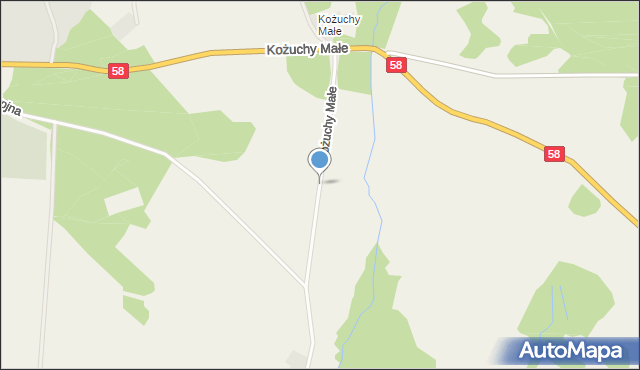 Kożuchy, Kożuchy Małe, mapa Kożuchy