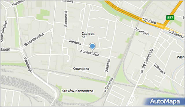 Kraków, Konecznego Feliksa, mapa Krakowa