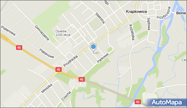 Krapkowice, Kościuszki Tadeusza, gen., mapa Krapkowice