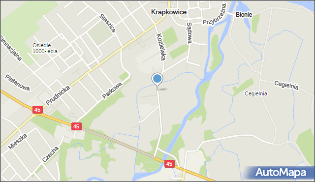 Krapkowice, Kozielska, mapa Krapkowice