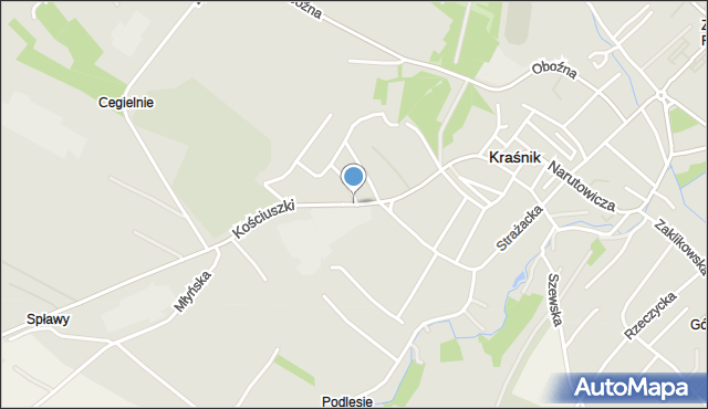 Kraśnik, Kościuszki Tadeusza, gen., mapa Kraśnik