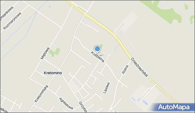 Kretomino, Kościelna, mapa Kretomino