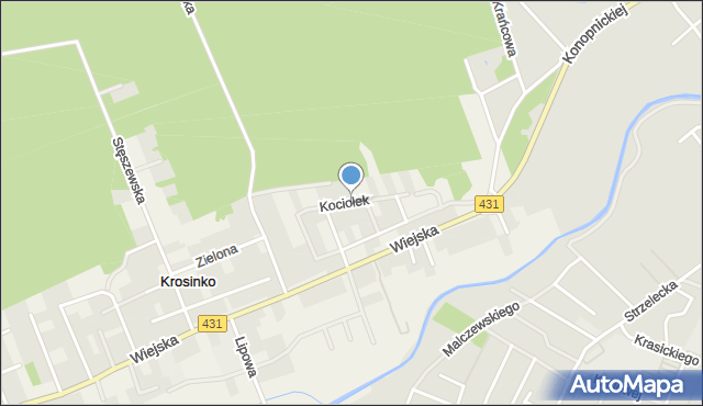 Krosinko gmina Mosina, Kociołek, mapa Krosinko gmina Mosina