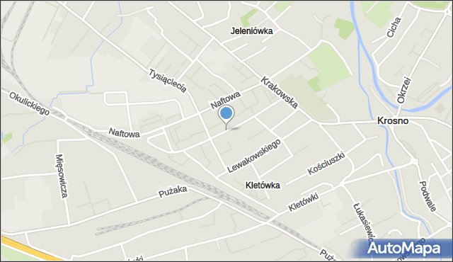 Krosno, Kolejowa, mapa Krosna