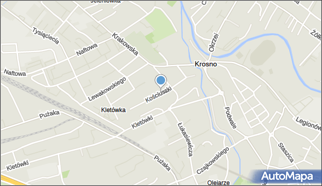 Krosno, Kościuszki Tadeusza, gen., mapa Krosna
