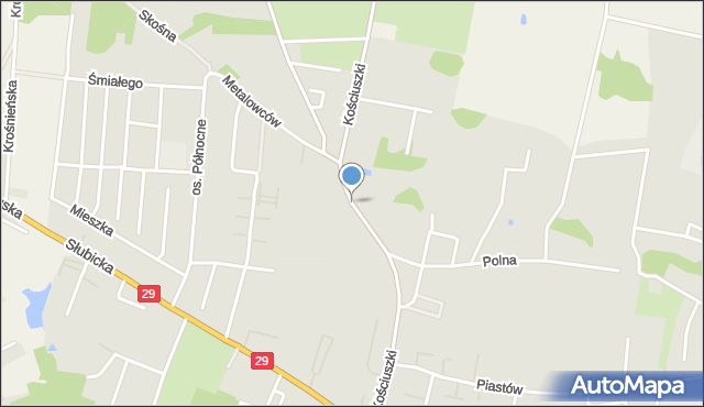 Krosno Odrzańskie, Kościuszki Tadeusza, gen., mapa Krosno Odrzańskie