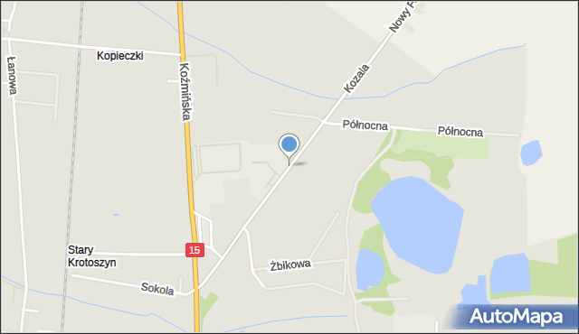 Krotoszyn, Kozala, mapa Krotoszyna